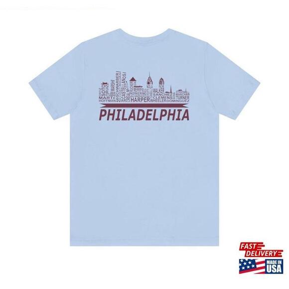 Other - Philadelphia Skyline With Player Names Phillies Baseball Tshirt